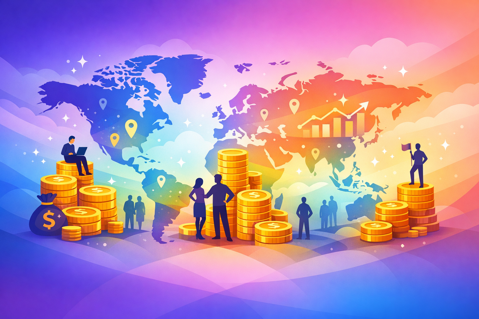 Modern illustration of global wealth distribution